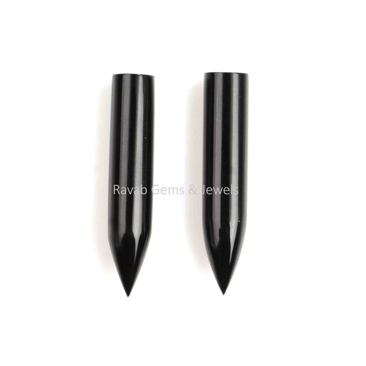 Blue Sandstone Long Smooth Bullet Shape Gemstone For Jewelry, Loose Beads Calibrated Stone For Fancy Jewelry Making 6x30mm 2 Pcs Set