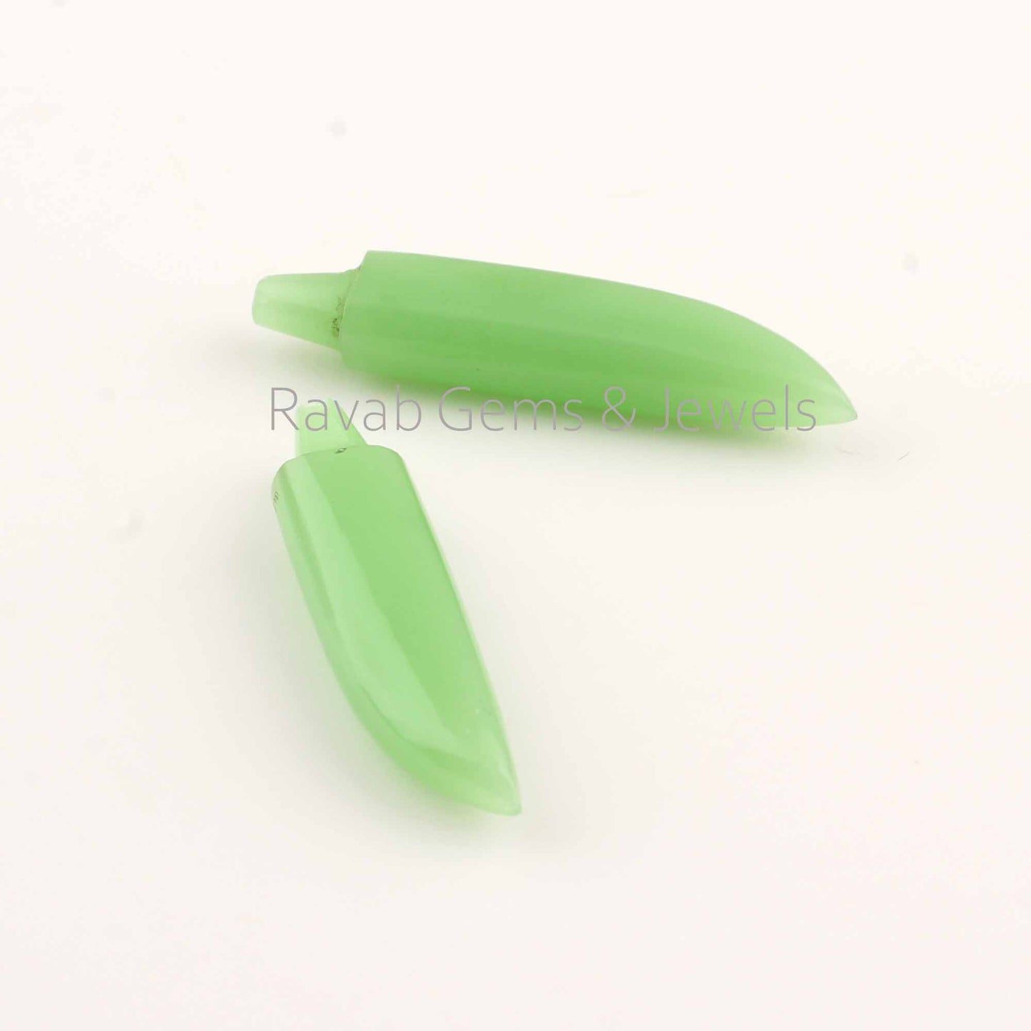 7x30mm Chrysoprase Chalcedony Gemstone New Sword Shape Gemstone, Smooth Briolette Stone For Jewelry Earring Pendant Making - 2 Pcs Set