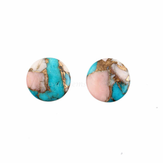Pink Opal Copper Turquoise Round Shape Gemstone, Calibrated Stones, Loose Beads Stone For Jewelry Earring Making, Stone For Sale 12mm - 2 Pc