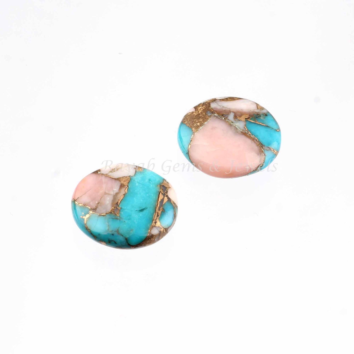 Pink Opal Copper Turquoise Round Shape Gemstone, Calibrated Stones, Loose Beads Stone For Jewelry Earring Making, Stone For Sale 12mm - 2 Pc