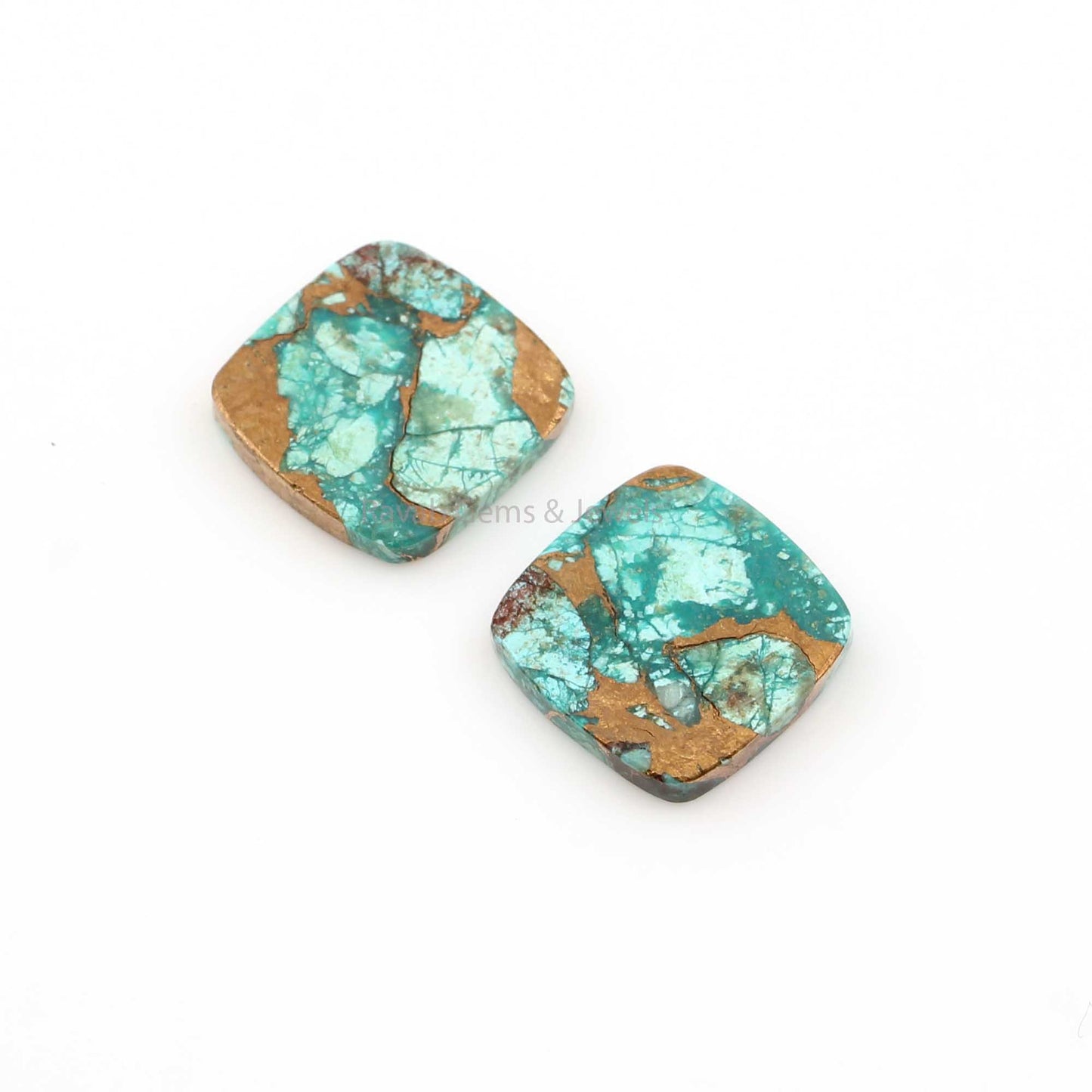Copper Chrysocolla Cushion Shape Smooth Flat Gemstone, Loose Beads Calibrated Semi Precious Stone For Sale 12mm - 2 Pcs All Sizes Available