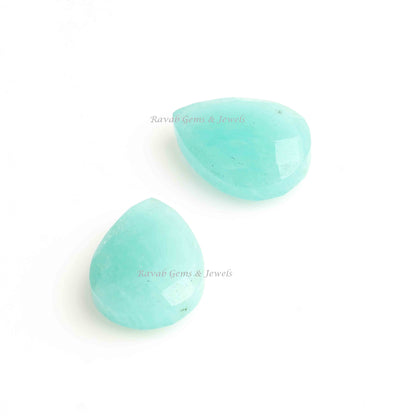 Natural Peruvian Amazonite Pear Shape Faceted Briolette Gemstone For Jewelry, Calibrated Loose Semi Precious Stone For Earring Making 2 Pcs