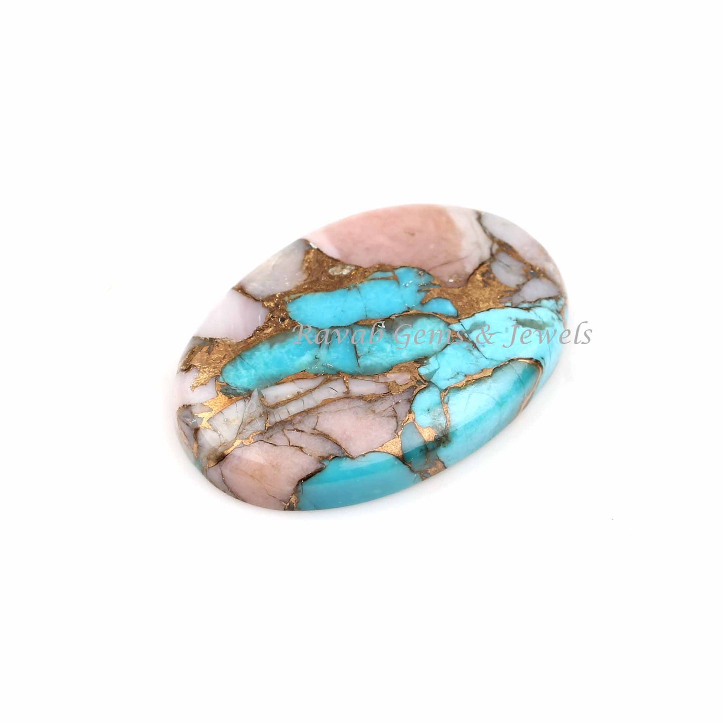 Pink Opal Copper Turquoise Gemstone | Smooth Oval Shape 5x7mm to 20x30mm Cabochon | Calibrated Stone For DIY Jewelry Making 1 Pc