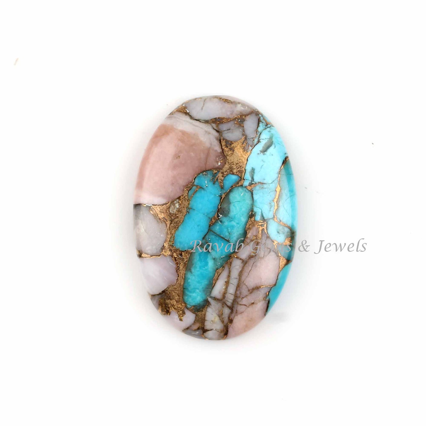 Pink Opal Copper Turquoise Gemstone | Smooth Oval Shape 5x7mm to 20x30mm Cabochon | Calibrated Stone For DIY Jewelry Making 1 Pc
