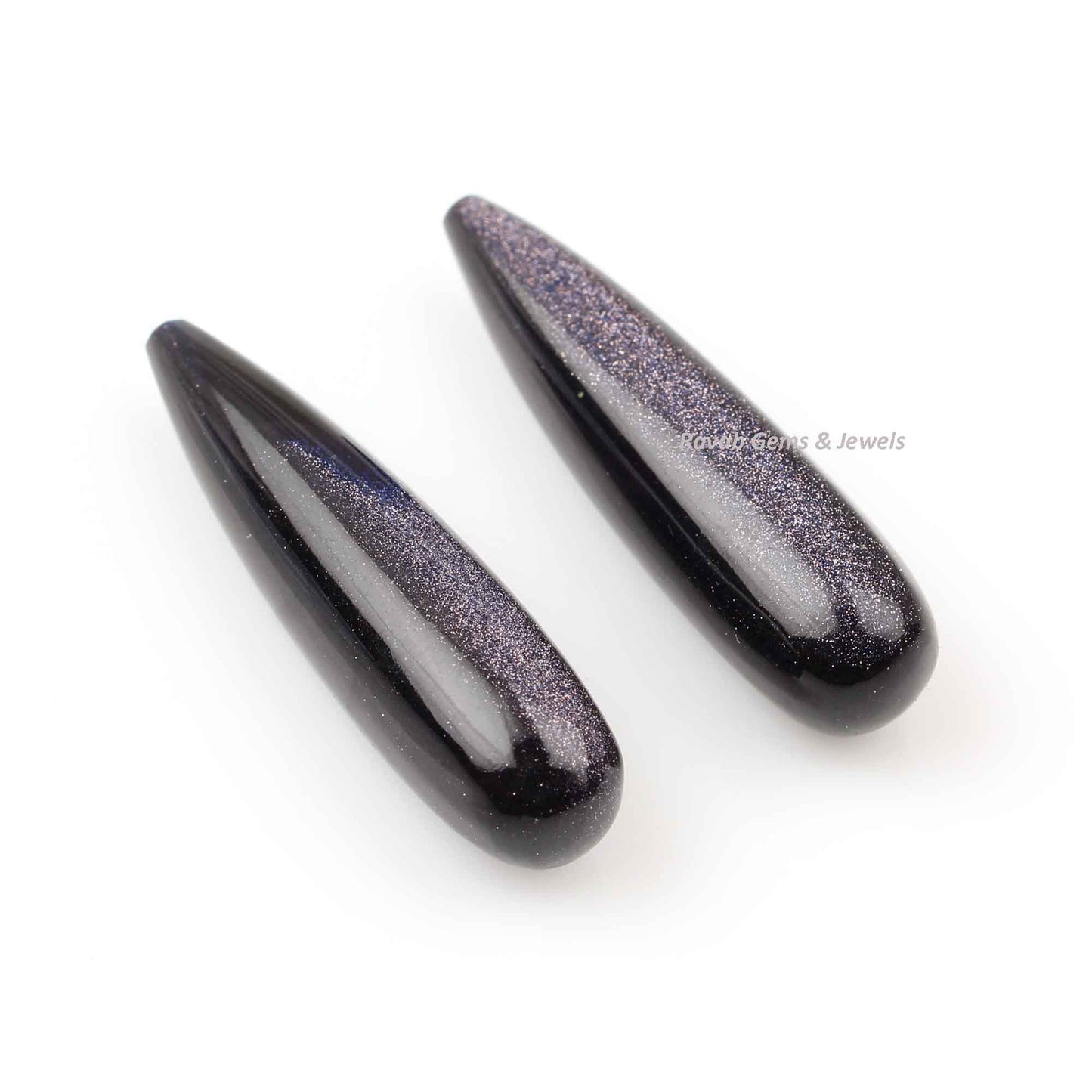 9x30mm Blue Sandstone Drop Smooth Gemstone, Loose Beads Calibrated Earring Matching Pair Stone, Long Teardrop Semi Precious - 2 Pcs Set