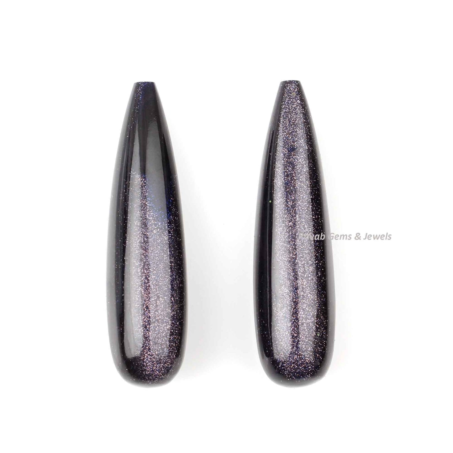 9x30mm Blue Sandstone Drop Smooth Gemstone, Loose Beads Calibrated Earring Matching Pair Stone, Long Teardrop Semi Precious - 2 Pcs Set