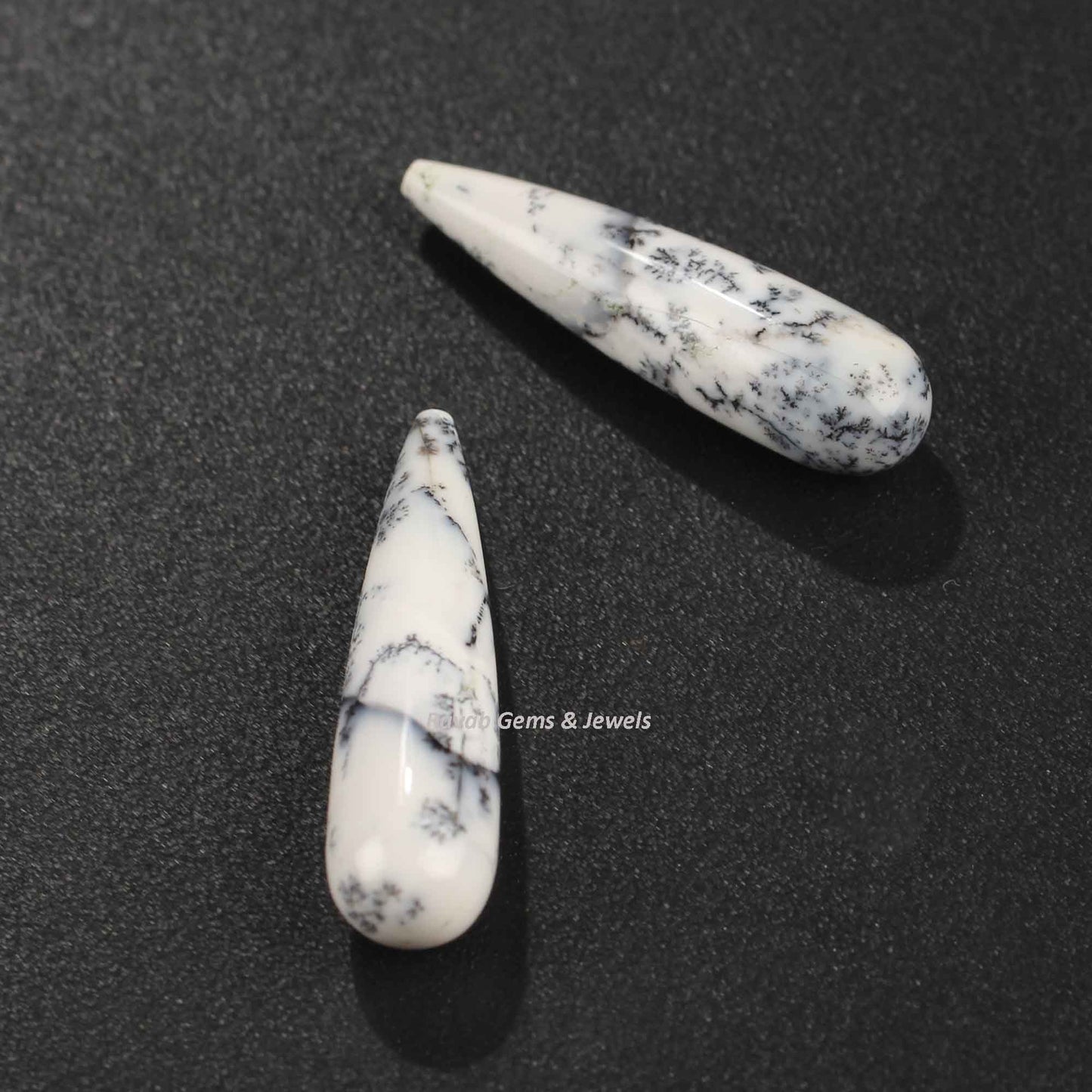 9x30mm Natural Dendritic Agate Long Teardrop Smooth Calibrated Gemstone, Best Quality Stone, For Jewelry Making Earring Pendant Ring -2 Pcs
