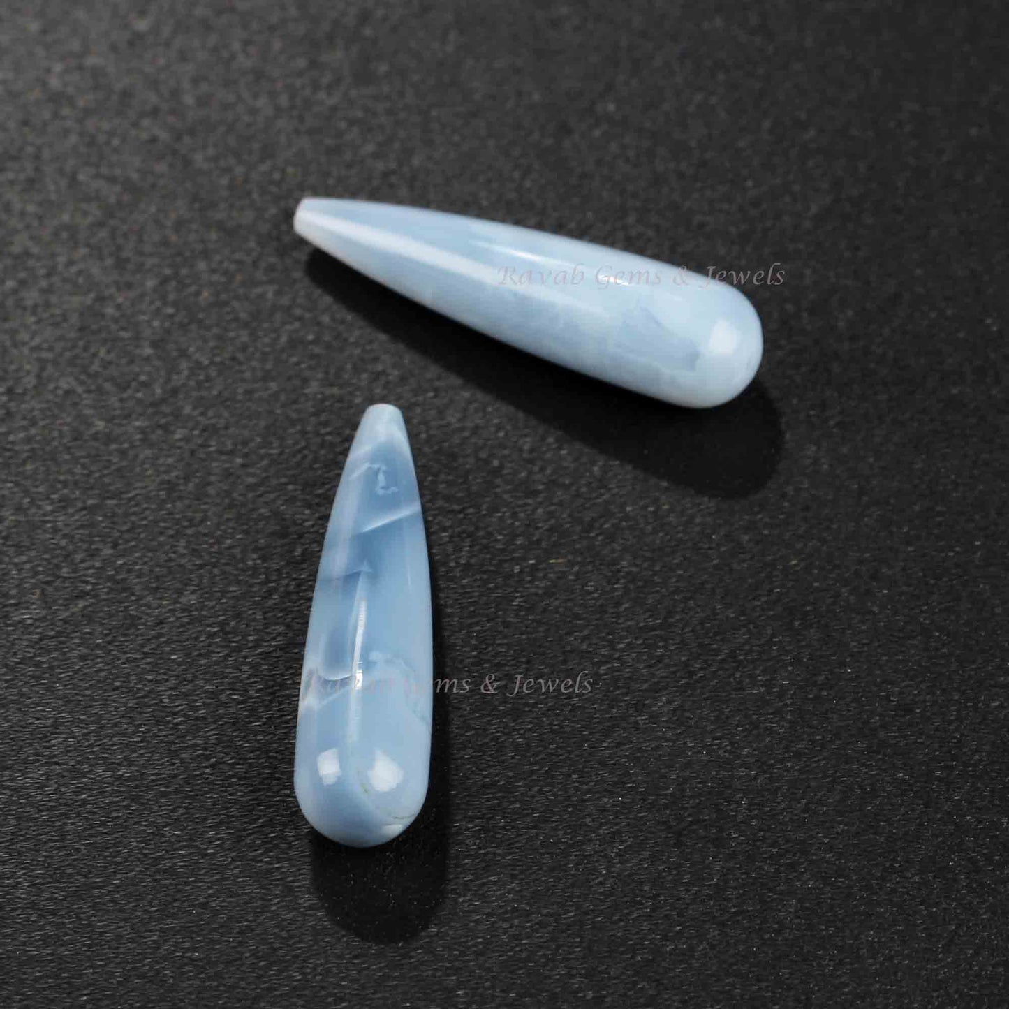 9x30mm Blue Opal Drop Smooth Gemstone Drops Smooth Briolette, Maching Earrings Pair, Gemstone Semi Precious Jewelry Making- 2 Pcs Set