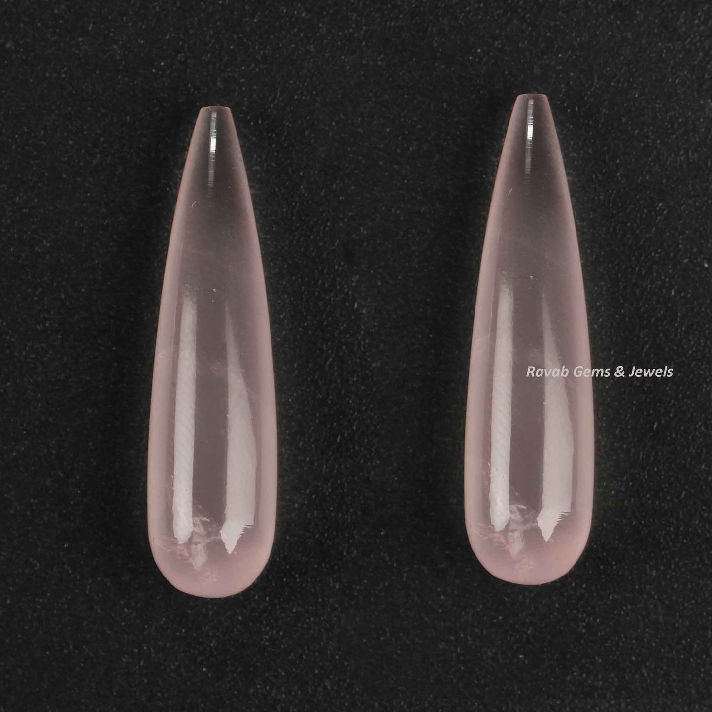 9x30mm Rose Quartz Drop Smooth Gemstone, Loose Beads Calibrated Stone For Jewelry Earring Making, Long Teardrop Stones - 2 Pcs Pair Set