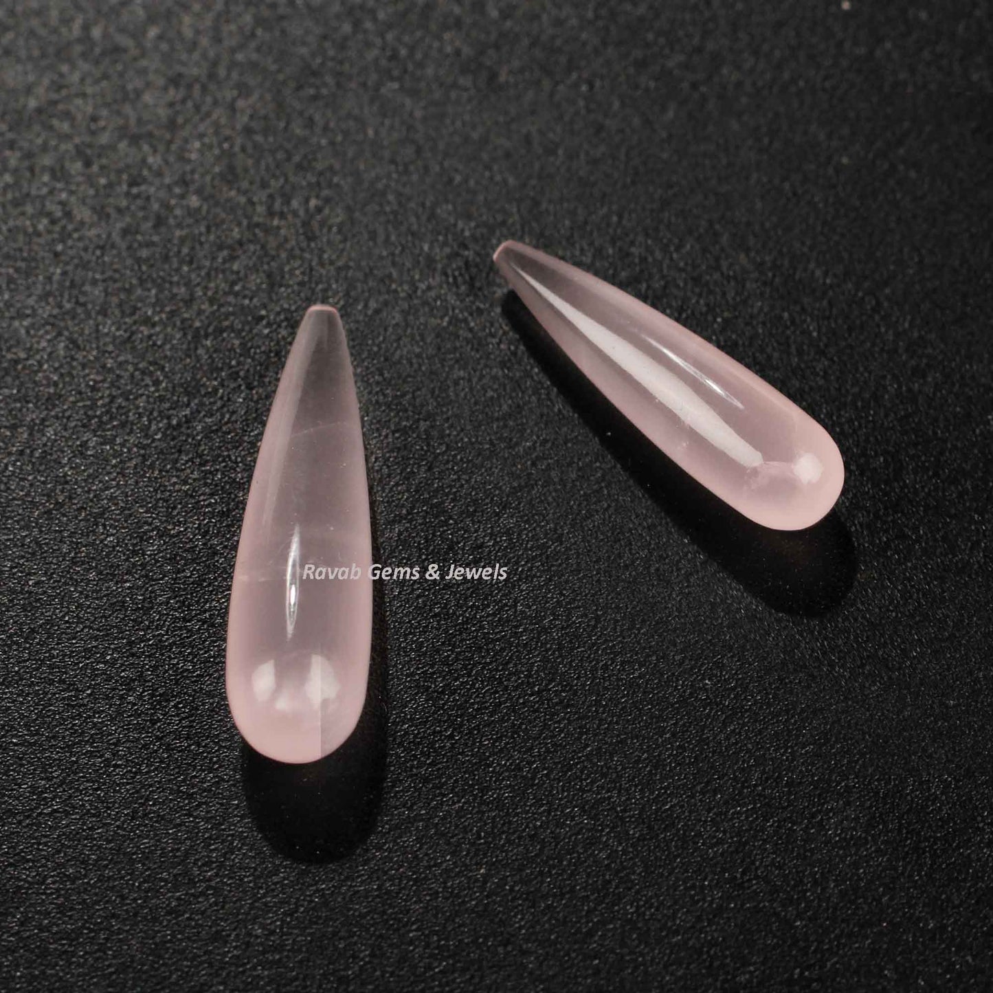 9x30mm Rose Quartz Drop Smooth Gemstone, Loose Beads Calibrated Stone For Jewelry Earring Making, Long Teardrop Stones - 2 Pcs Pair Set