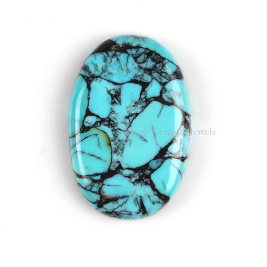 Kingman Spiderweb Blue Turquoise Oval 5x7mm to 20x30mm Cabochon Loose Gemstone Calibrated Smooth Semi Precious Stone For Jewelry Making 1 Pc