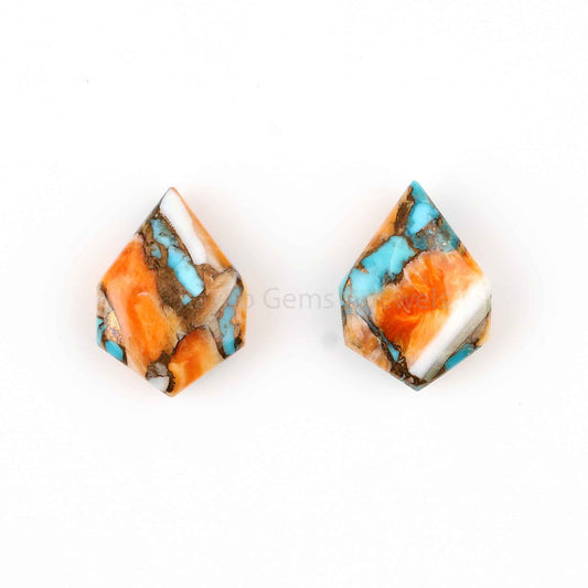 Mohave Oyster Copper Turquoise 14x18mm Fancy Smooth Gemstone Briolette, Mohave Oyster Turquoise Briolette Jewelry Making- 2 Pcs Set,