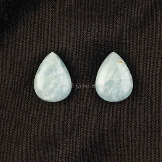 Beautiful Aquamarine Pear Shape 12x16mm Smooth Briolette Gemstone, Calibrated Loose Beads Stone For Jewelry Earring Making 2 Pcs Set
