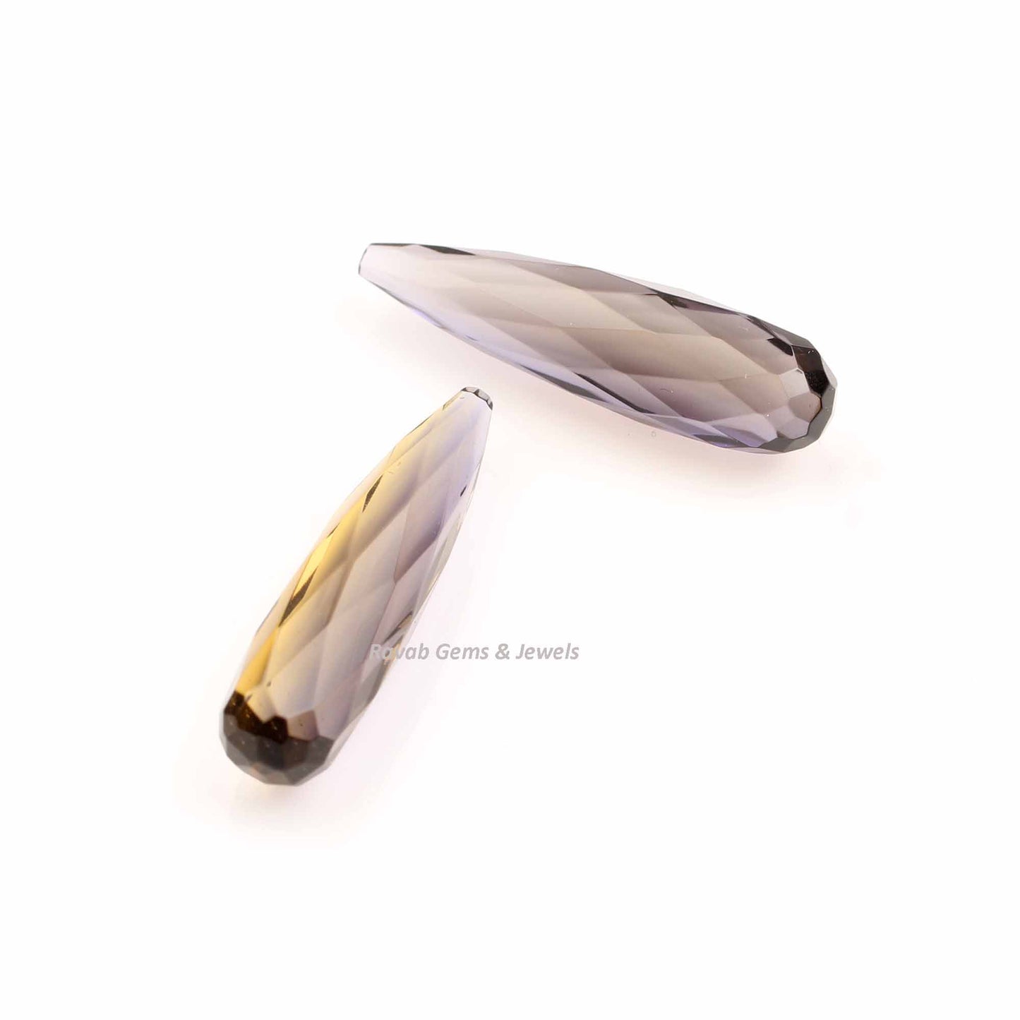 9x30mm Ametrine Quartz Drop Faceted Gemstone, Loose Beads Calibrated Stone For Jewelry Earring Making, Long Teardrop Stones - 2 Pcs Set