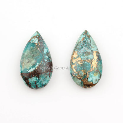 Chrysocolla Copper Long Pear Smooth Briolette Gemstone, Calibrated Loose Beads Stone For Matching Jewelry Earring Pendant 11x20mm 2 Pcs Set