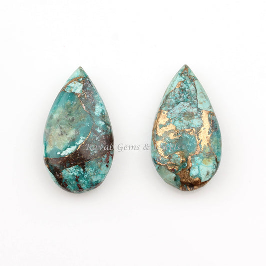 Chrysocolla Copper Long Pear Smooth Briolette Gemstone, Calibrated Loose Beads Stone For Matching Jewelry Earring Pendant 11x20mm 2 Pcs Set