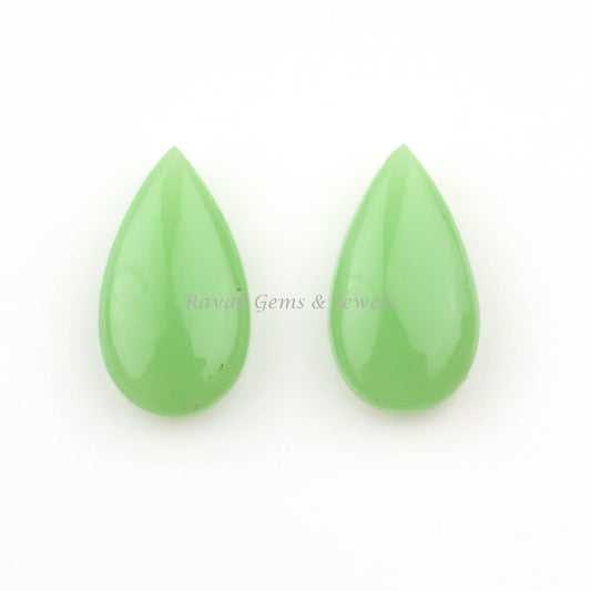 Chrysoprase Chalcedony Long Pear Smooth Briolette Gemstone, Calibrated Loose Beads Semi Precious Stone For Sale 11x20mm 2 Pcs Set Wholesale