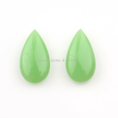Chrysoprase Chalcedony Long Pear Smooth Briolette Gemstone, Calibrated Loose Beads Semi Precious Stone For Sale 11x20mm 2 Pcs Set Wholesale