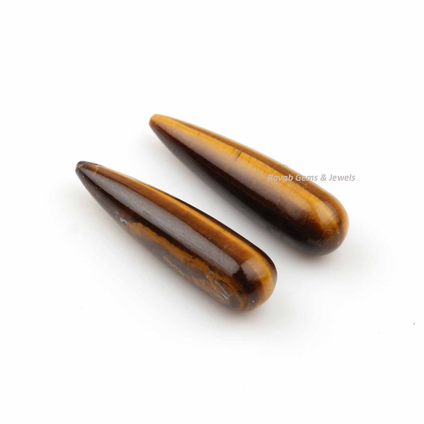 9x30mm Tiger Eye Drop Smooth Calibrated Gemstone, Loose Beads Long Pear Semi Precious Stone Available For Wholesale Prices 2 Pcs Pair Set