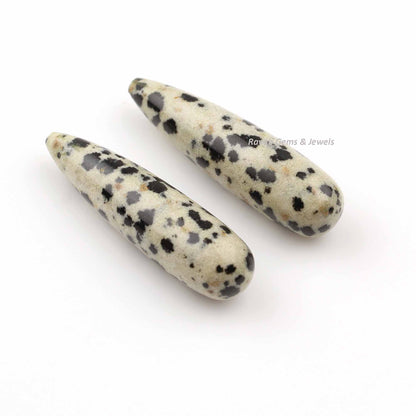 9x30mm Dalmatian Jasper Drop Smooth Gemstone, Loose Beads Calibrated Long Teardrop Earring Making Stones, Wholesale Rates - 2 Pcs Set