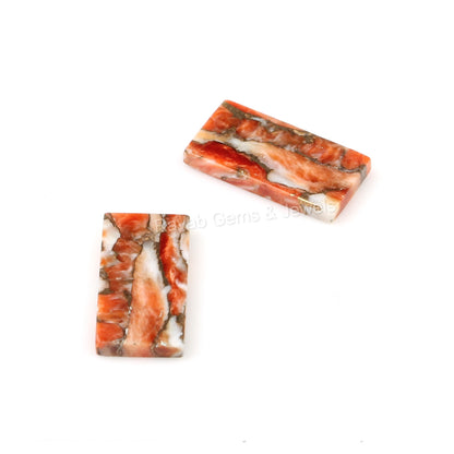 Sponge Coral Copper Rectangle Shape Flat Smooth Gemstone, Loose Beads Calibrated Stone For Jewelry Earring Ring Making 8x16mm 2 Pcs Set