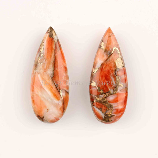 Sponge Coral Copper Long Pear 10x25mm Smooth Briolette Gemstone, Loose Beads Calibrated Stone For Jewelry 2 Pcs Set Wholesale Lot Available