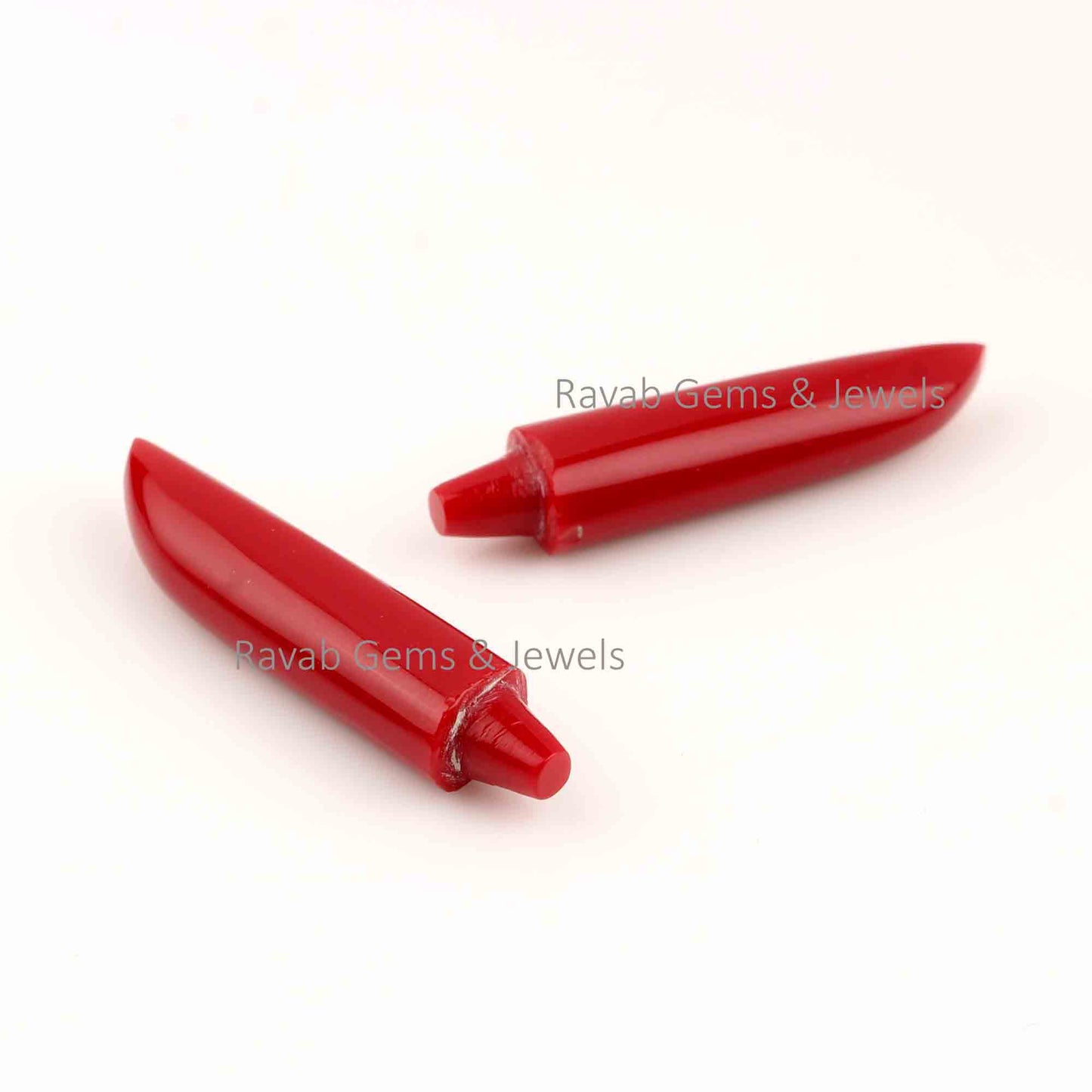 7x30mm Red Coral Gemstone Long Sword Shape Gemstone, Smooth Briolette Calibrated Stones, Loose Beads Stone For Bridemaids Jewelry- 2 Pcs set