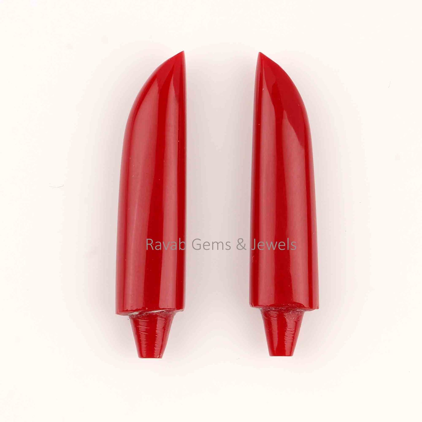7x30mm Red Coral Gemstone Long Sword Shape Gemstone, Smooth Briolette Calibrated Stones, Loose Beads Stone For Bridemaids Jewelry- 2 Pcs set