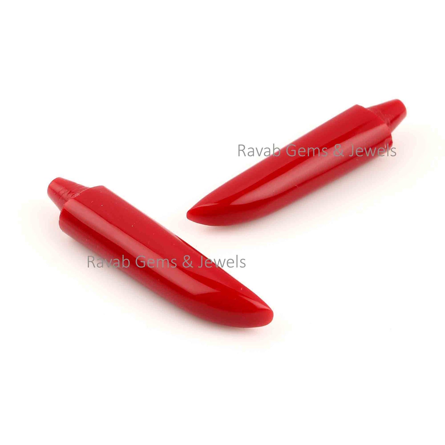 7x30mm Red Coral Gemstone Long Sword Shape Gemstone, Smooth Briolette Calibrated Stones, Loose Beads Stone For Bridemaids Jewelry- 2 Pcs set