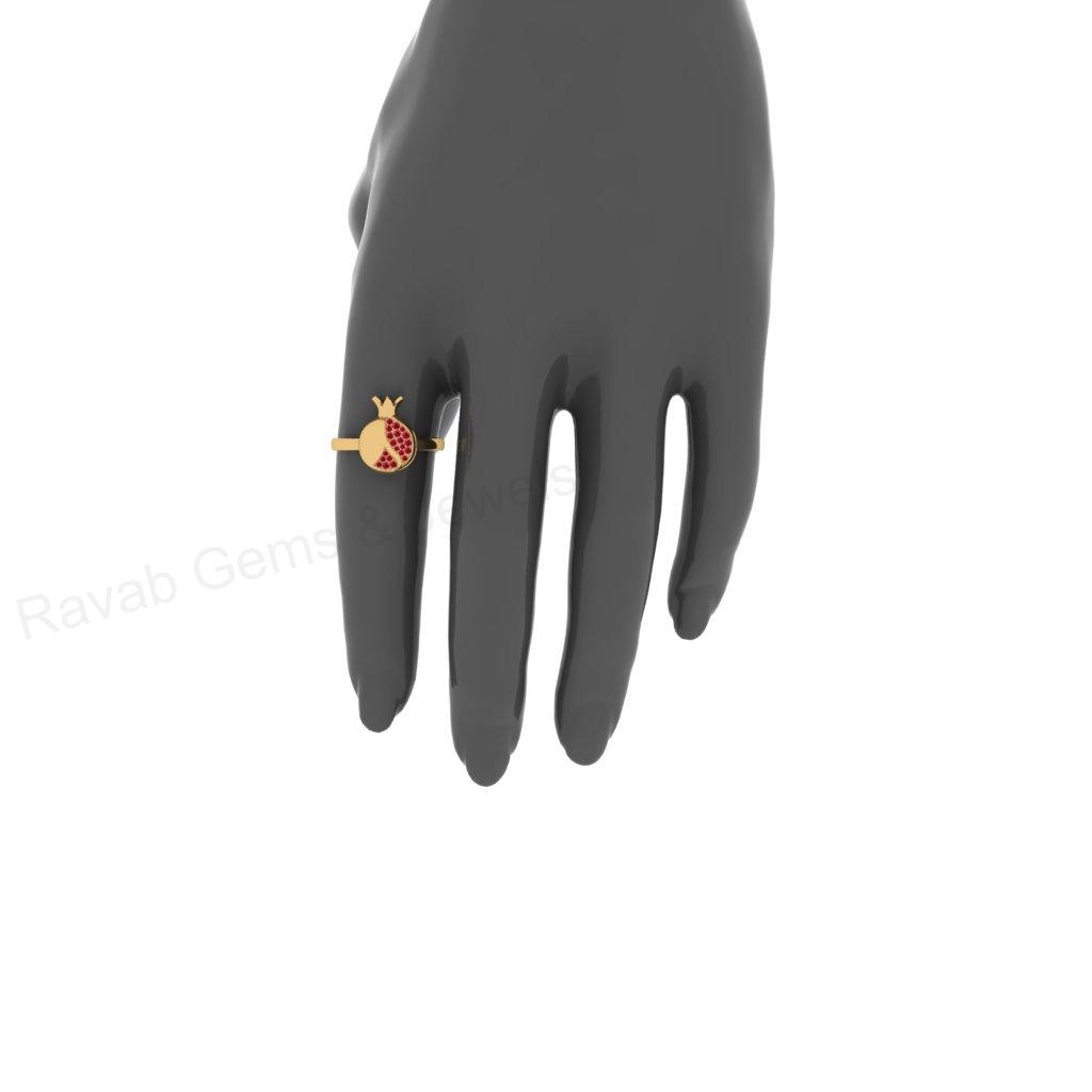 Best Selling 925 Sterling Silver Gold Plated Pomegranate Unique Fruit Design With Sparkling Red CZ Women Fine Customized Ring Jewelry