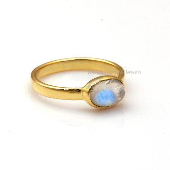 Rainbow Moonstone Ring, 925 Sterling Silver Ring, Engagement Ring, Women Stackable Ring, Blue Flashy Ring, Delicate Ring, Anniversary Gifts