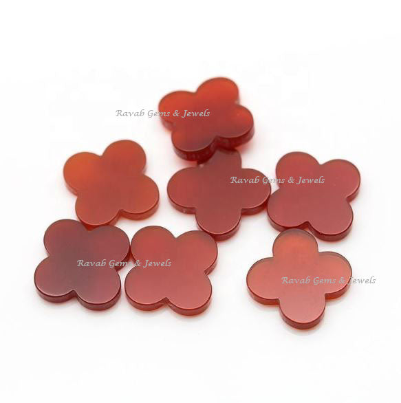 Red Onyx, Clover Both Side Flat, Loose Gemstone, Four Leaf Wholesale Supplier, Semi Precious Stone, For Making Jewelry, All Size Available