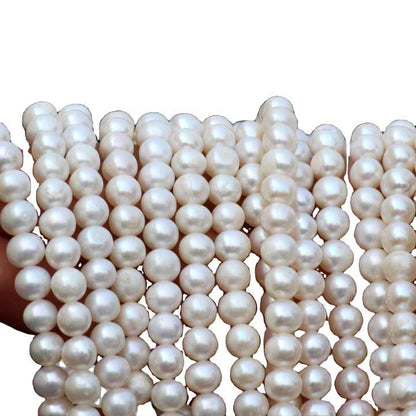 Best Quality Natural 6mm Smooth Ball Round Shape Freshwater Pearl for Jewelry Making 13" Inches Strand Gemstone Beads