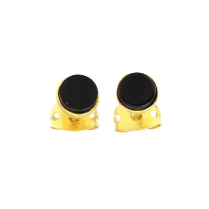 Best Selling Genuine 925 Sterling Silver Dainty Geometric Stud Earrings Women Black Onyx Stone Gold Plating Trendy Fine Jewelry