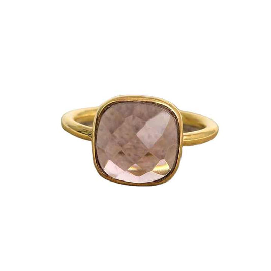 Beautiful Design Natural Gemstone Rose Quartz Sterling Silver Ring Handmade Polish Gold Plated Latest Design Statement Ring