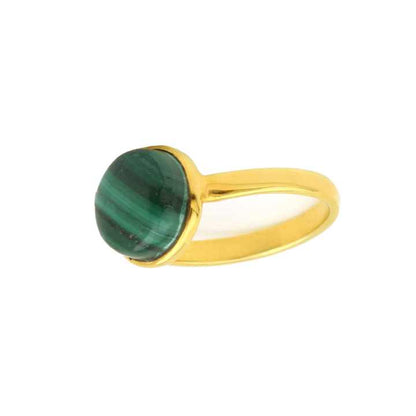 Best Selling Natural Green Malachite Gemstone Solid 925 Sterling Silver 18k Gold Plated Micron Handmade Jewelry Ring for Women