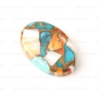20x30mm Oval Shape Flatback Big Cabochon Natural Polished Smooth Spiny Oyster Copper Turquoise Loose Gemstone for Jewelry Making