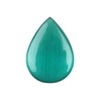 High-Polished 16x22mm Green Cats Eye Hydro Quartz Smooth Pear Shape Briolette Calibrated Loose Gemstone for Jewelry Making
