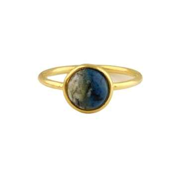 Best Selling 18K Gold Plated 925 Sterling Silver Handmade Round Shape Ring for Women 8mm Natural K2 Jasper Gemstone Bezel