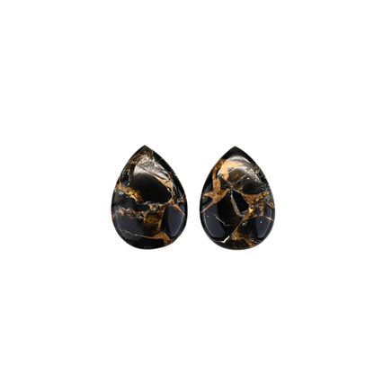 Best Sale 16x22mm Natural Copper Black Obsidian Pear Shape Cabochon Gemstone Hand Polish Loose Stone Making Fine Jewelry