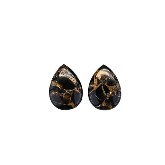 Best Sale 16x22mm Natural Copper Black Obsidian Pear Shape Cabochon Gemstone Hand Polish Loose Stone Making Fine Jewelry