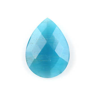 Best Selling 16x22mm Blue Cats Eye Synthetic Quartz High-Polished Pear Faceted Briolette Loose Gemstone for Jewelry Making