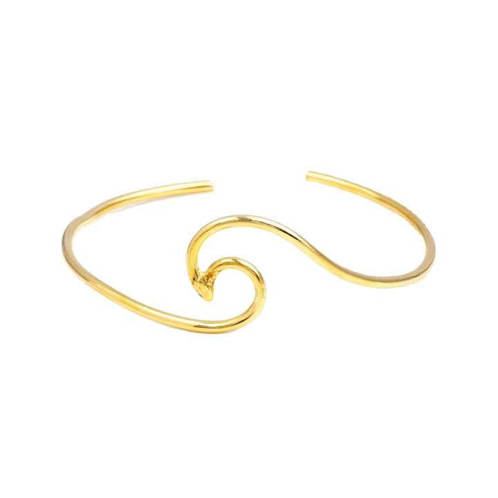 Solid Sterling Silver Gold Plated Ocean Wave Cuff Bangle No reviews yet