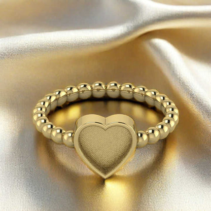 Top Quality 925 Sterling Silver 8mm Heart Semi Mount Beaded Band Ring Good for Resin & Ashes Work Keepsake Breastmilk Jewelry