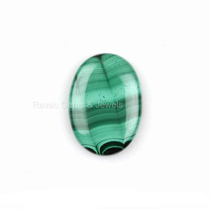 Best Selling 20x30mm Natural Polished Malachite Flatback Cabochon Smooth Oval Shape Calibrated Loose Gemstone for Jewelry Making