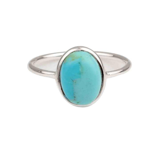 Best Selling 925 Silver Fine Ring for Women 10x14mm Blue Arizona Turquoise Gemstone Bezel Genuine Oval Shape Dainty Jewelry