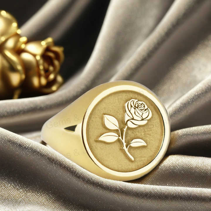 Best Selling Beautiful 925 Sterling Silver Engraved Rose Bouquet Flower Signet Monogram Unisex Ring Personalized Fine Jewelry