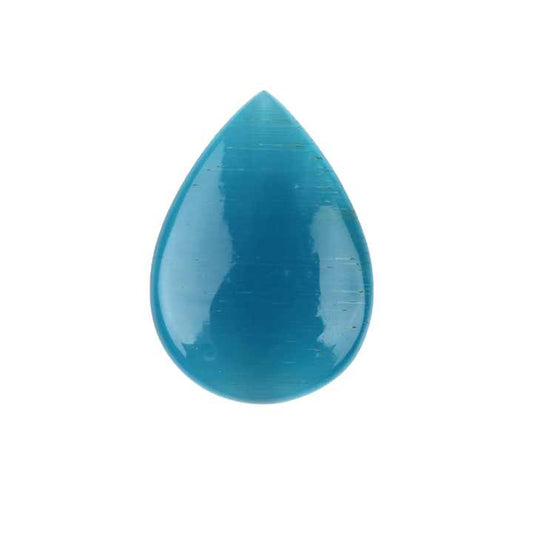 Best Selling 16x22mm Blue Cats Eye Synthetic Quartz Smooth Pear Briolette Calibrated Loose Gemstone for Jewelry Making Wholesale