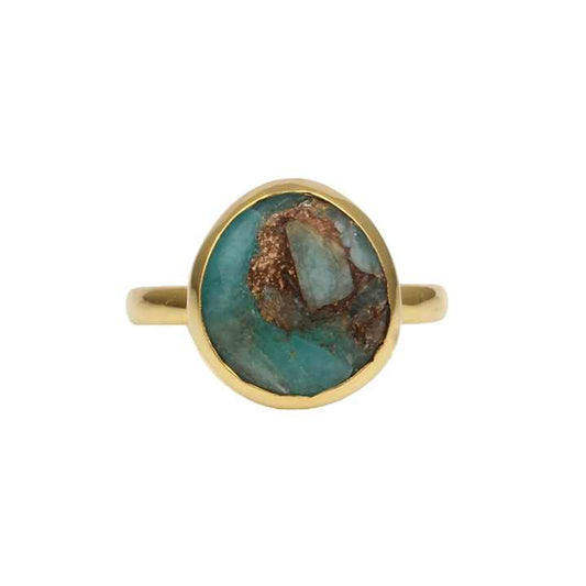 High Quality Solid 925 Sterling Silver Amazonite Copper Thumbed Ring Dainty Fashionable Ring With Fancy Design for Women