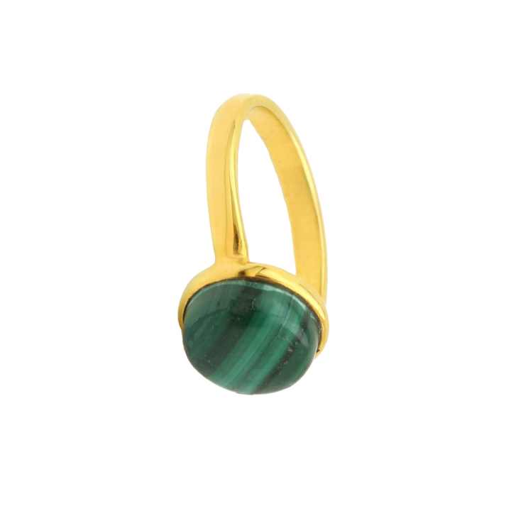 Best Selling Natural Green Malachite Gemstone Solid 925 Sterling Silver 18k Gold Plated Micron Handmade Jewelry Ring for Women